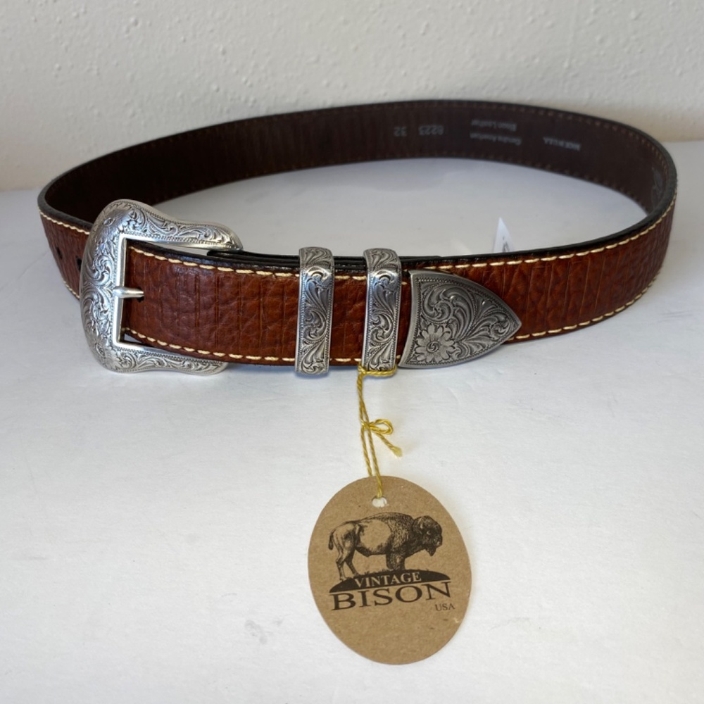 NWT Vintage Bison 1.5" Wild Bill II Peanut Leather Belt